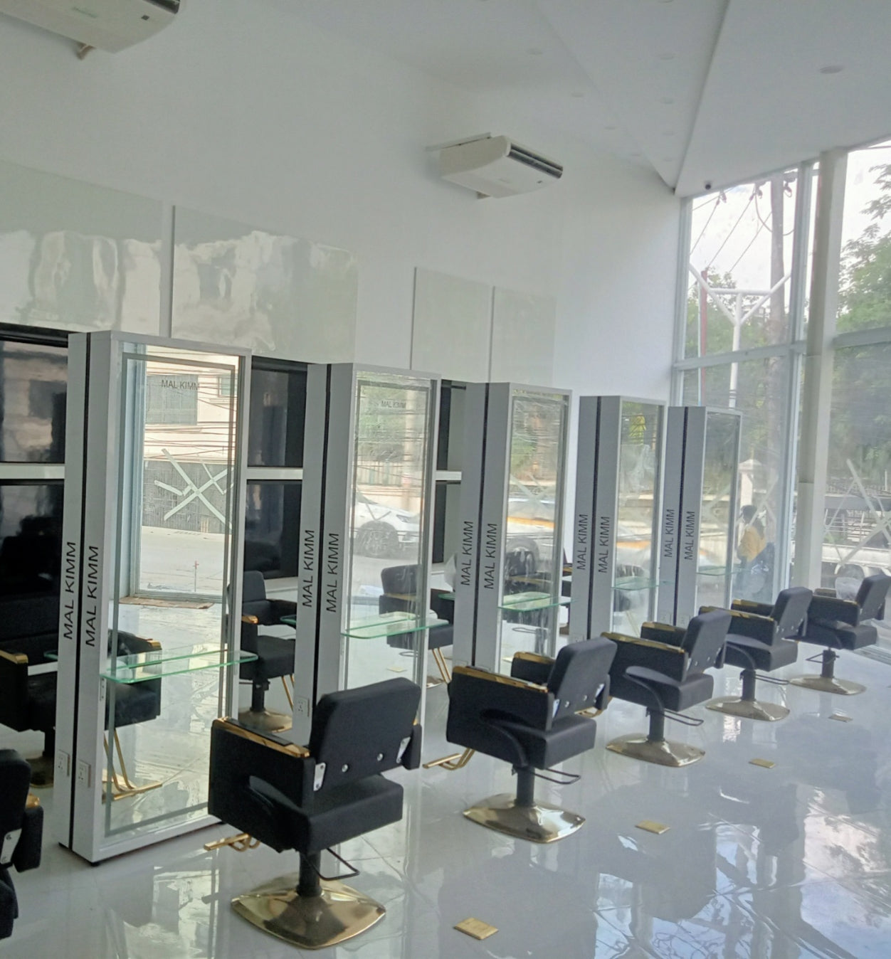 Double Sided Beauty Salon LED Mirror Floor Stand