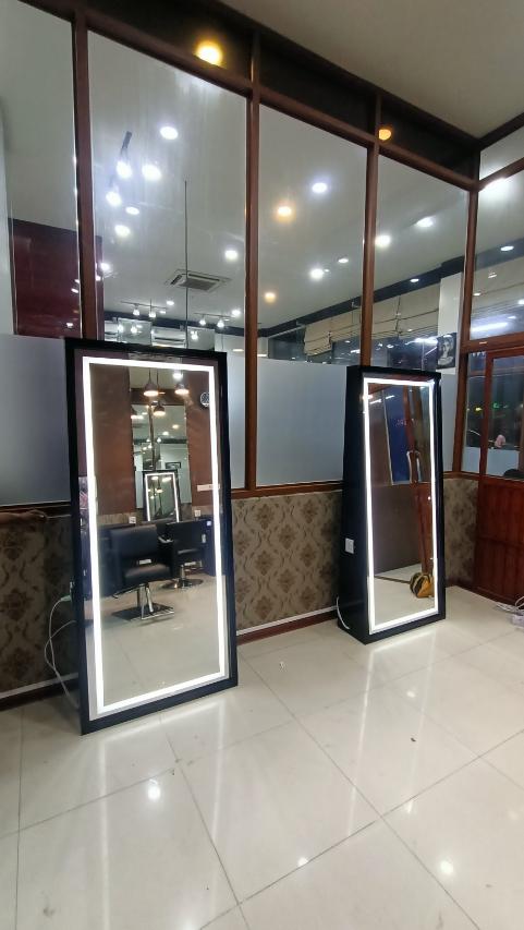 Double Sided Beauty Salon LED Mirror Floor Stand